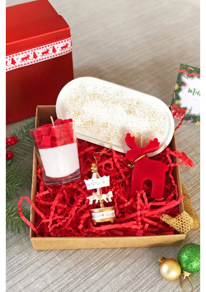 Yeni Yıl 4 Lü Kokulu Yılbaşı Seti Aromaterapi Atlı Karınca, Taş Tepsi, Cam Bardak, Geyik fiyatları