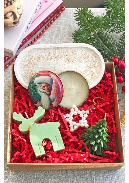 Yeni Yıl 5 Li Kokulu Yılbaşı Seti Teneke Mum, Taş Tepsi, Geyik Mum, Çam Ağaç, Inci Anahtar fiyatları