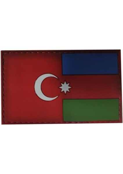 Azerbaycan 2 Devlet Tek Millet Bayrağı Plastik Patch - Peç