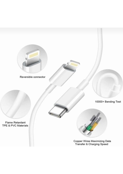 Iphone Şarj Kablosu Lightning Hızlı Şarj Kablosu Apple 11/12/13/14 Serileri