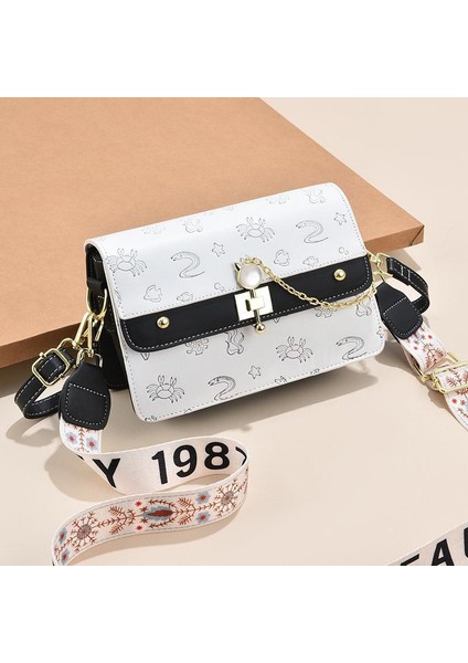 Yeni Sevimli Kız Baskılı Tek Omuz Crossbody Küçük Kare Çanta (Yurt Dışından)