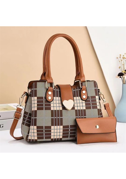 Yeni Moda Çizgili Ekose Iki Parçalı El Omuz Çantası (Yurt Dışından)