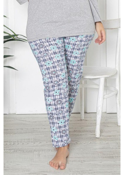 X-Dreamy Büyük Beden Pamuklu Desenli Uzun Kollu Pijama Takımı modelleri
