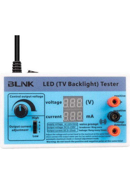 LED Tv Backlıght Voltaj-Amper Ölçer Output 0-230V Sesli Test Cihazı