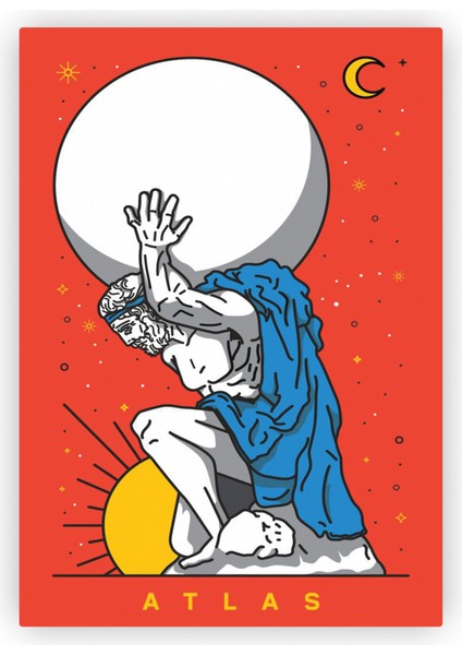Atlas Yunan Mitolojisi Ahşap Poster 20 x 29 cm