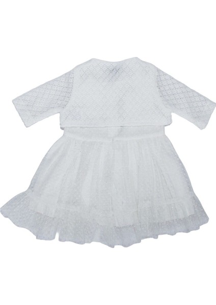 Kız Bebek Beyaz Bolerolu Tüllü Fırfırlı Elbise - 1013980