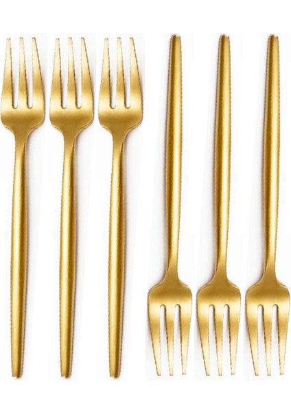 Gold Limon ve Fondü Çatalı, Gold 6'lı Çatal Takımı 13 cm modelleri