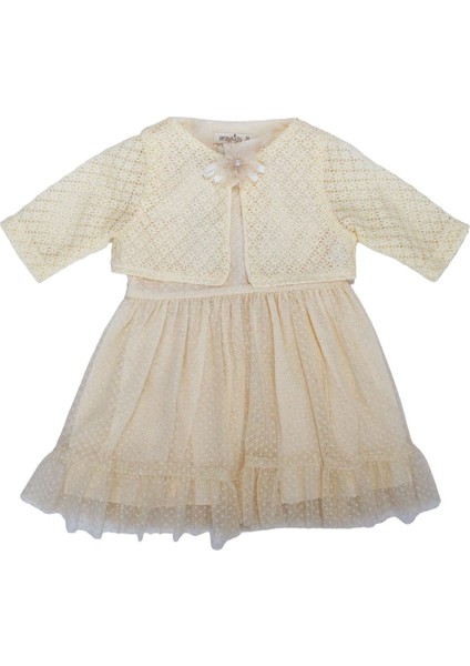 Kız Bebek Sarı Bolerolu Tüllü Fırfırlı Elbise - 1013979