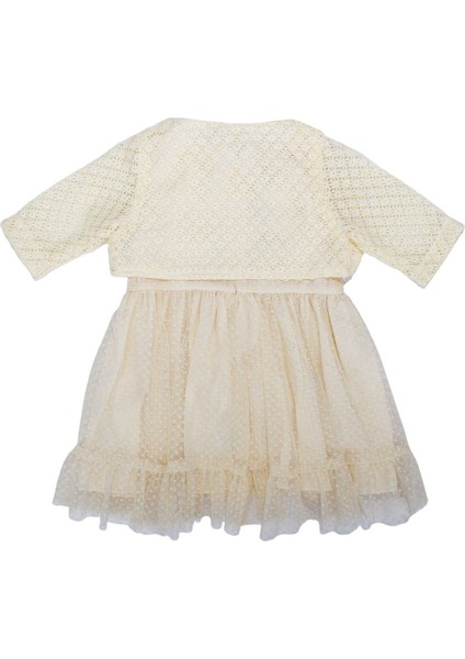 Kız Bebek Sarı Bolerolu Tüllü Fırfırlı Elbise - 1013979