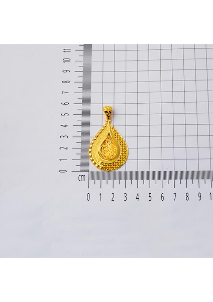 Hasır Damla Tuğra Altın Kolye Ucu