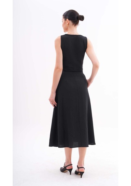 Önü Düğmeli Yelek Etek Takım indirimleri