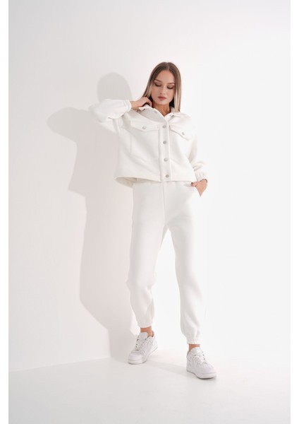 Çıtçıt Düğmeli Eşofman Takımı Şardonlu