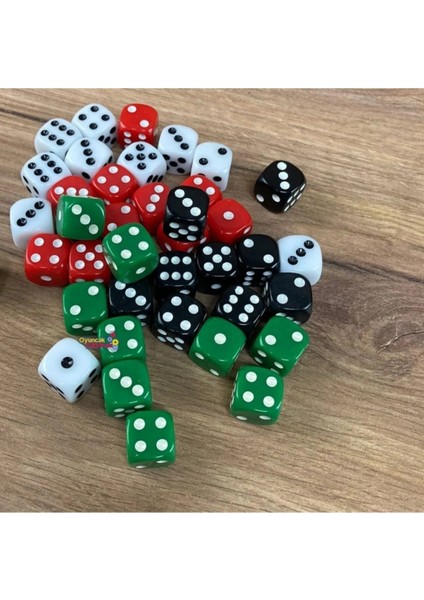 Lüx Renkli Okey Zarı Plastik Kaliteli Oyun Zarı 20'li