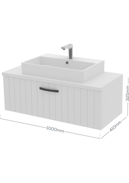 D10 Next Lavabo Dolabı Çekmeceli 100 cm Lake Kapak