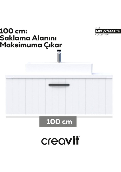 D10 Next Lavabo Dolabı Çekmeceli 100 cm Lake Kapak