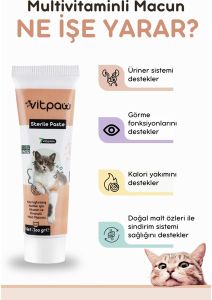 Kısırlaştırılmış Yetişkin Kedi Sağlık Seti (Sterile Paste, Fish Oil, B+ Complex, Immune C+)