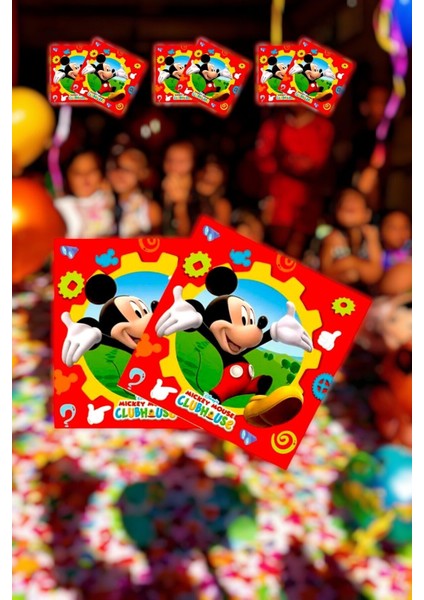 16 Adet Mickey Mouse Temalı Peçete - Doğum Günü Parti ve Eğlenceli Etkinlikler Için