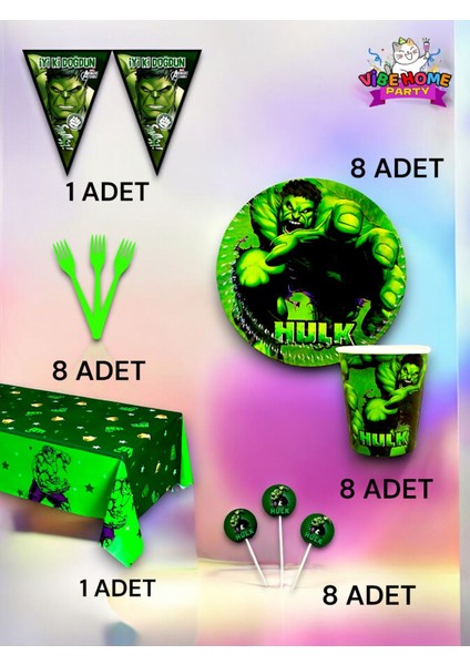8 Kişilik Hulk Temalı Premium Set - Doğum Günü Parti ve Eğlenceli Etkinlikler fiyatları