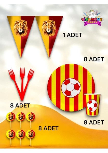 8 Kişilik Sarı Kırmızı Taraftar Eko Set - Doğum Günü Parti ve Eğlenceli Etkinlikler fiyatları
