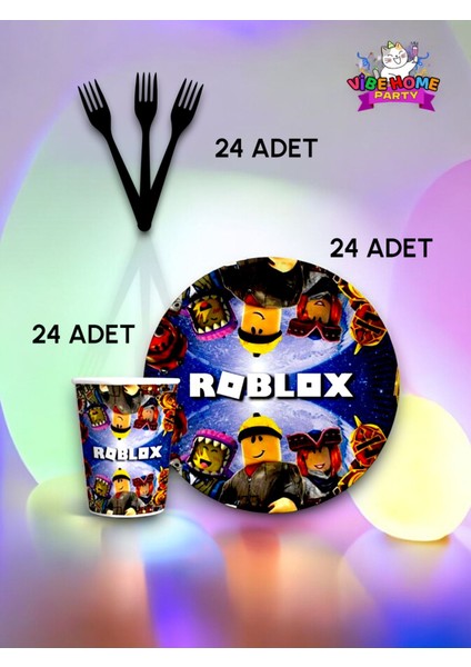 24 Kişilik Roblox Temalı Süper Eko Seti - Doğum Günü Parti ve Eğlenceli Etkinlikler
