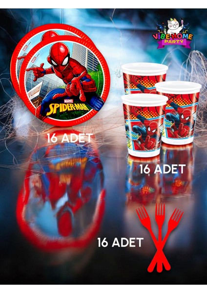 16 Kişilik Spiderman Temalı Süper Eko Seti - Doğum Günü Parti ve Eğlenceli Etkinlikler
