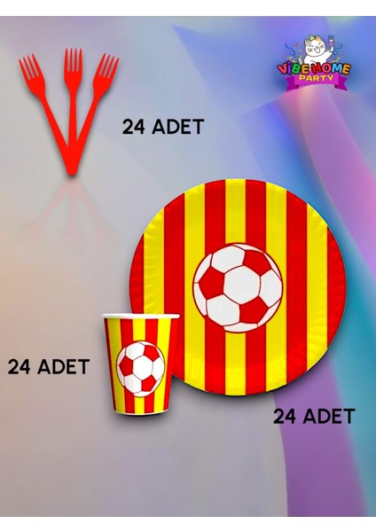 24 Kişilik Sarı Kırmızı Taraftar Süper Eko Seti - Doğum Günü Parti ve Eğlenceli Etkinlikler fiyatları