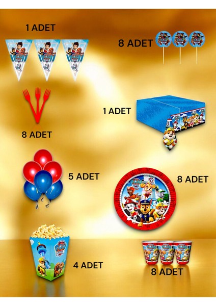 8 Kişilik Paw Patrol Temalı Lü x Set - Doğum Günü Parti ve Eğlenceli Etkinlikler fiyatları