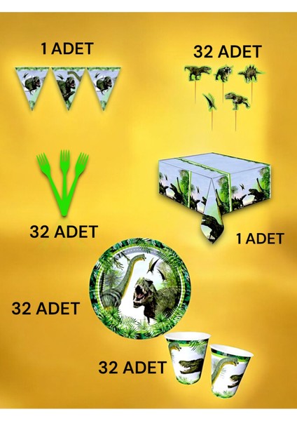 32 Kişilik Jurassic Temalı Premium Set - Doğum Günü Parti ve Eğlenceli Etkinlikler fiyatları
