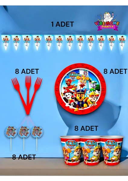 8 Kişilik Paw Patrol Temalı Eko Set - Doğum Günü Parti ve Eğlenceli Etkinlikler fiyatları