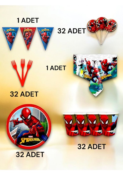 32 Kişilik Spiderman Temalı Premium Set - Doğum Günü Parti ve Eğlenceli Etkinlikler fiyatları