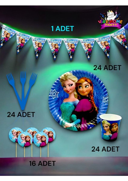 24 Kişilik Frozen Temalı Eko Set - Doğum Günü Parti ve Eğlenceli Etkinlikler fiyatları