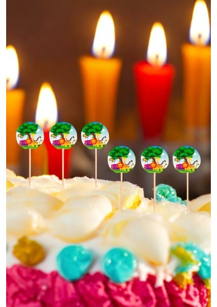 16 Adet Safari Temalı Kürdan - Doğum Günü Parti ve Eğlenceli Etkinlikler Için