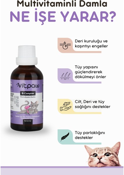 Kedi Tüy ve Deri Sağlığı Seti Tüy Dökülmesi Engelleyici (Biotin, Çinko ve Omega 3-6)