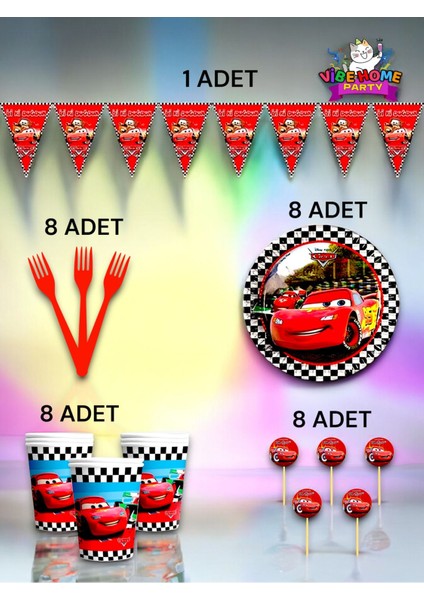 8 Kişilik Cars Temalı Eko Set - Doğum Günü Parti ve Eğlenceli Etkinlikler fiyatları