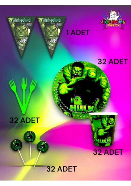 32 Kişilik Hulk Temalı Eko Set - Doğum Günü Parti ve Eğlenceli Etkinlikler