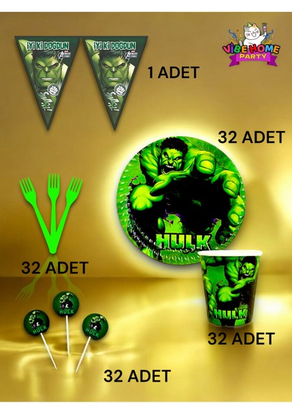 32 Kişilik Hulk Temalı Eko Set - Doğum Günü Parti ve Eğlenceli Etkinlikler fiyatları