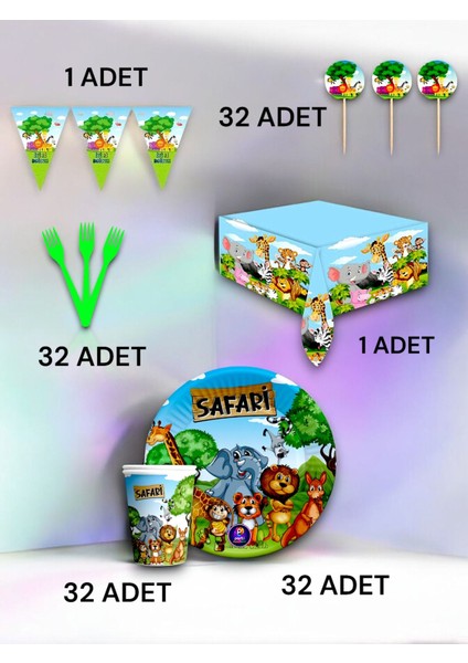 32 Kişilik Safari Temalı Premium Set - Doğum Günü Parti ve Eğlenceli Etkinlikler fiyatları