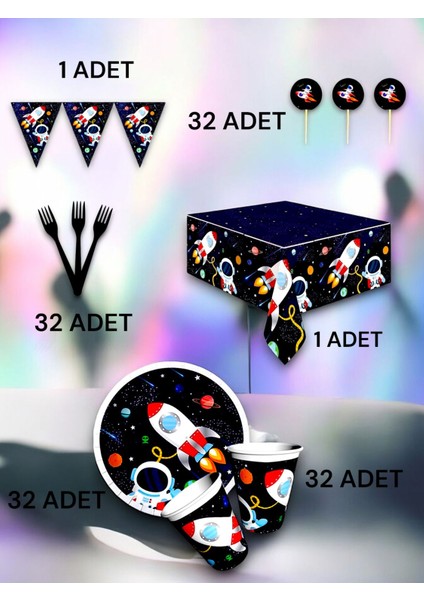 32 Kişilik Uzay Temalı Premium Set - Doğum Günü Parti ve Eğlenceli Etkinlikler fiyatları