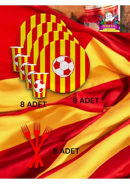 8 Kişilik Sarı Kırmızı Aslan Taraftar Süper Eko Seti - Doğum Günü Parti ve Eğlenceli Etkinlikler fiyatları