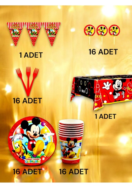 16 Kişilik Mickey Mouse Temalı Premium Set - Doğum Günü Parti ve Eğlenceli Etkinlikler fiyatları