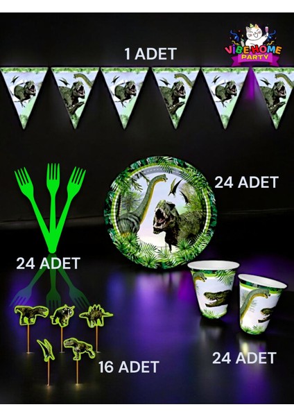 24 Kişilik Jurassic Temalı Eko Set - Doğum Günü Parti ve Eğlenceli Etkinlikler fiyatları