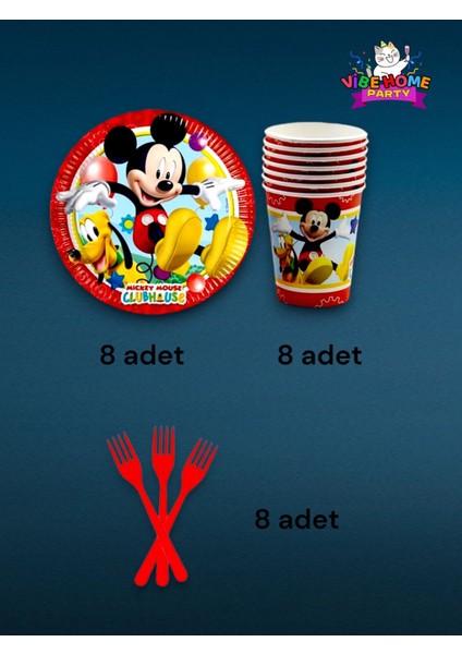 8 Kişilik Mickey Mouse Temalı Süper Eko Seti - Doğum Günü Parti ve Eğlenceli Etkinlikler Için fiyatları