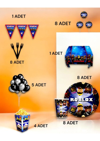 8 Kişilik Roblo x Temalı Lüx Set - Doğum Günü Parti ve Eğlenceli Etkinlikler fiyatları