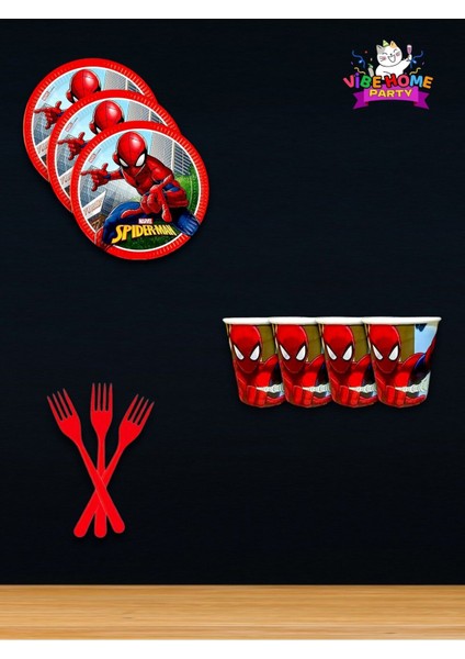 8 Kişilik Spiderman Temalı Süper Eko Seti - Doğum Günü Parti ve Eğlenceli Etkinlikler Için
