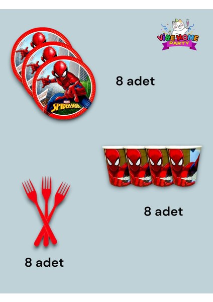8 Kişilik Spiderman Temalı Süper Eko Seti - Doğum Günü Parti ve Eğlenceli Etkinlikler Için fiyatları