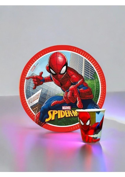 Spider-Man Temalı Tabak ve Bardak Seti - Doğum Günü Parti ve Eğlenceli Etkinlikler Için