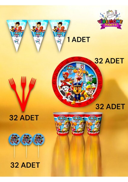 32 Kişilik Paw Patrol Temalı Eko Set - Doğum Günü Parti ve Eğlenceli Etkinlikler fiyatları