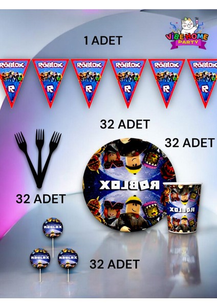 32 Kişilik Roblox Temalı Eko Set - Doğum Günü Parti ve Eğlenceli Etkinlikler fiyatları