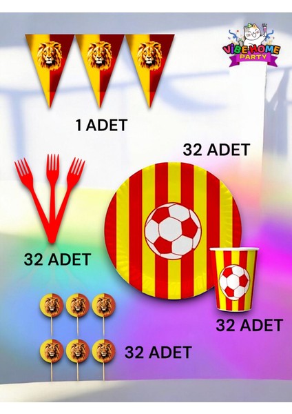 32 Kişilik Sarı Kırmızı Taraftar Eko Set - Doğum Günü Parti ve Eğlenceli Etkinlikler fiyatları