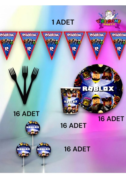 16 Kişilik Roblox Temalı Eko Set - Doğum Günü Parti ve Eğlenceli Etkinlikler fiyatları